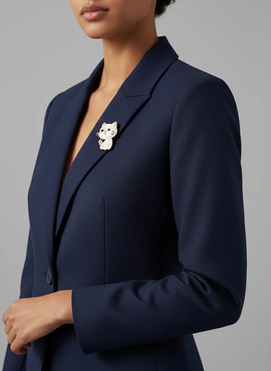 Altın Rengi Beyaz Mineli Kedi Figürlü Taşlı Yüzük