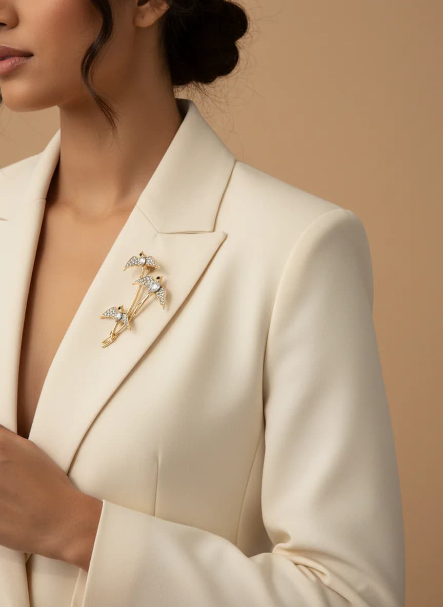 Üç martı zirkon taşlı bronş