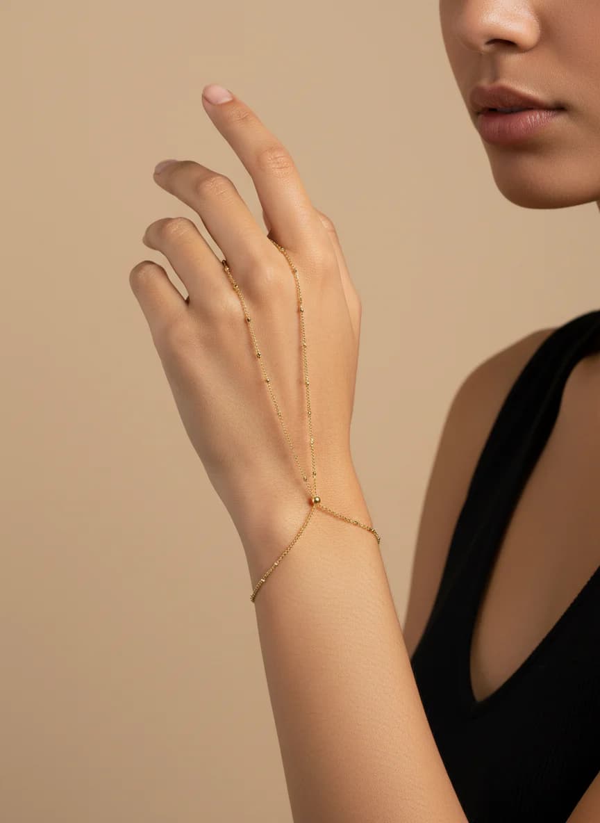 Zarif Altın Kaplama Disk Detaylı Şahmeran El Zinciri