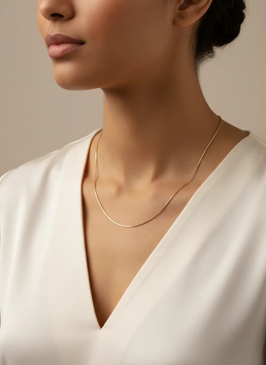 Şık Altın Tonlu Zincir Kolye - Zarif ve Modern