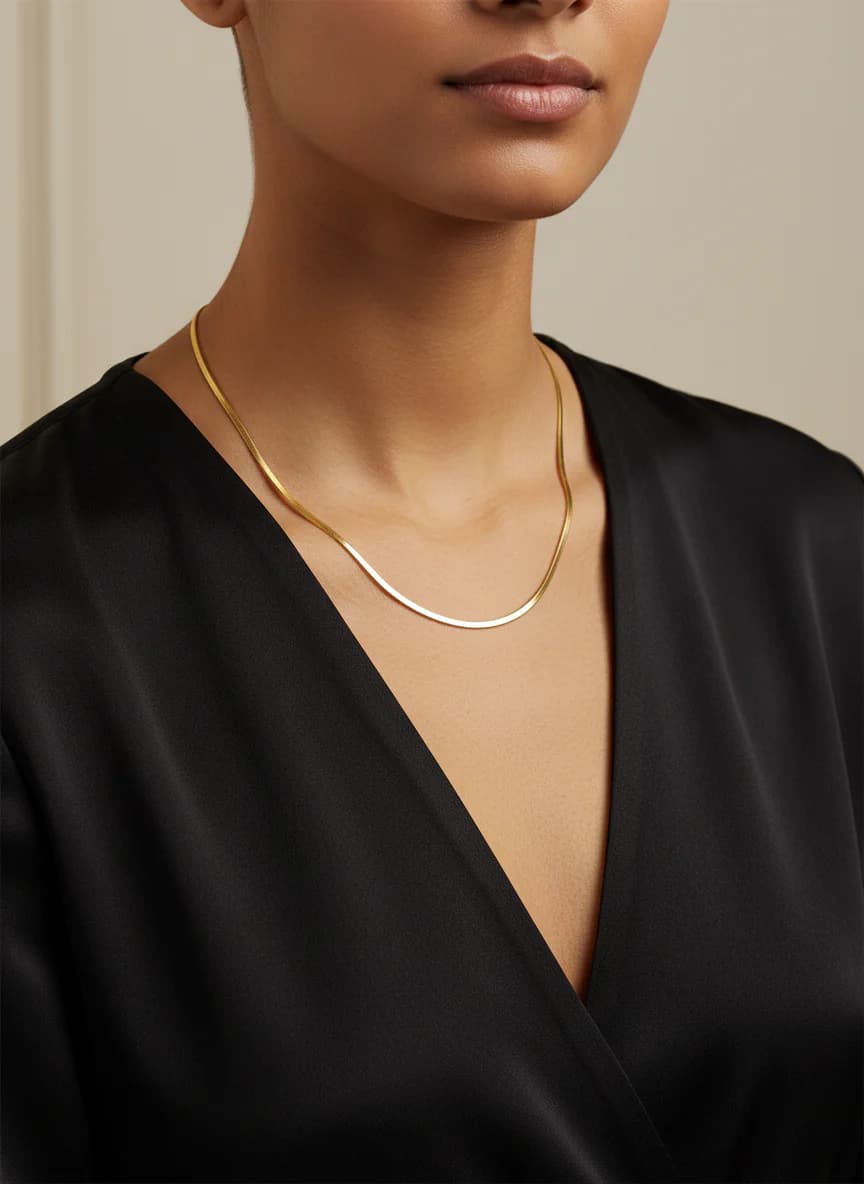 Altın Rengi Yassı Milano Zincir Kolye