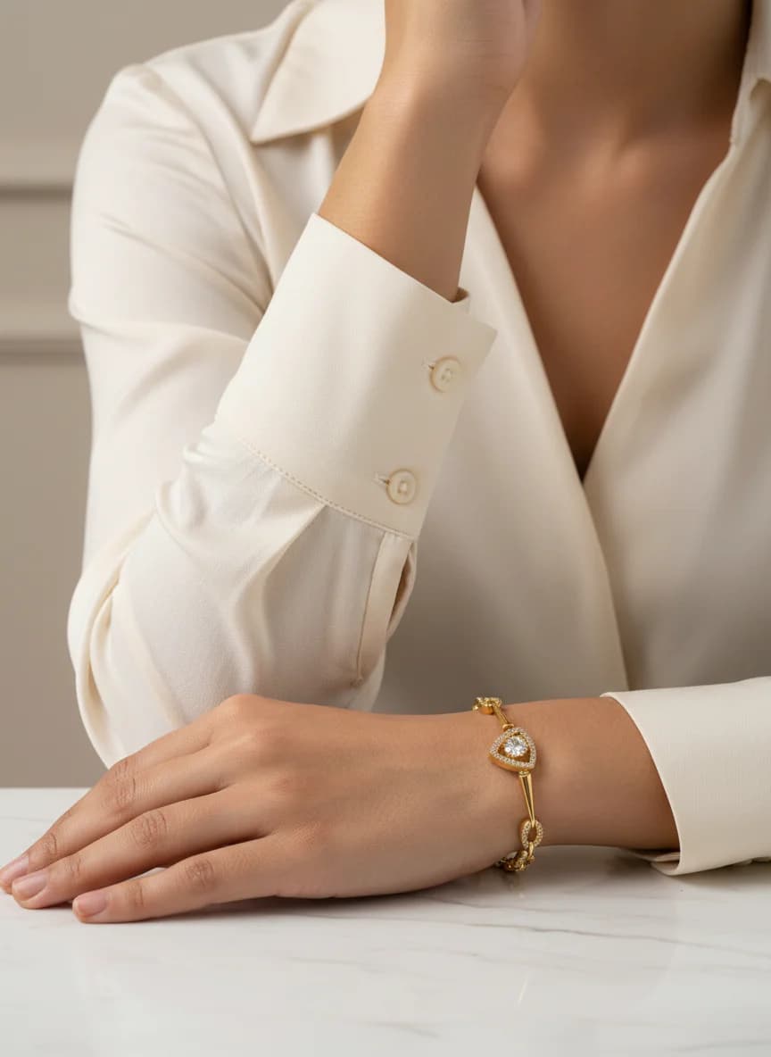 Altın Kaplama Zirkon Taşlı Özel Tasarım Bileklik