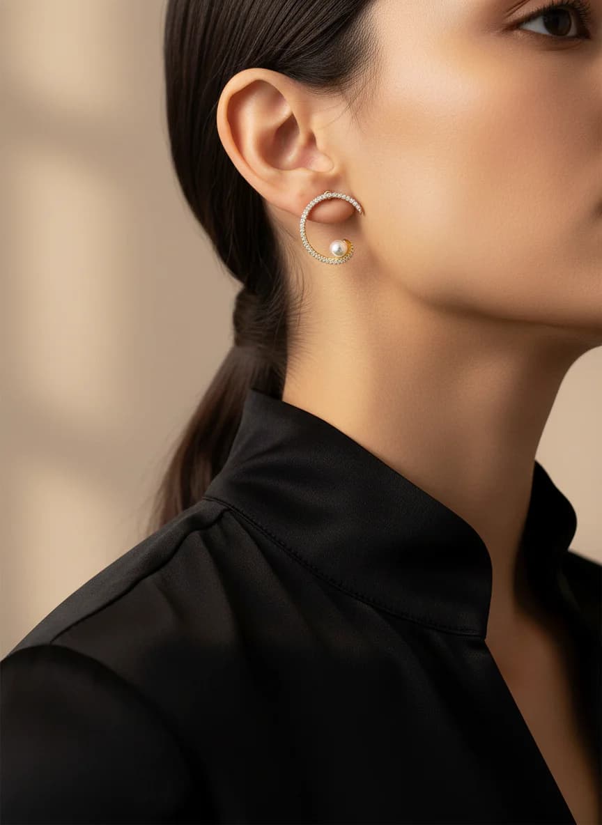 Zarif incili ay küpe